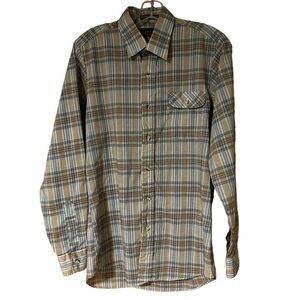 Levi’s Vintage 80s USA Mens Action Shirt Button Up Tan Plaid Western Sz Medium‎